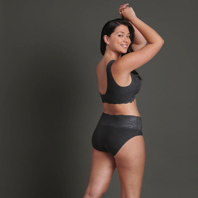 Essential High Waist Briefs Lace Anthracite