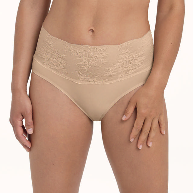Essential High Waist Briefs Lace Desert