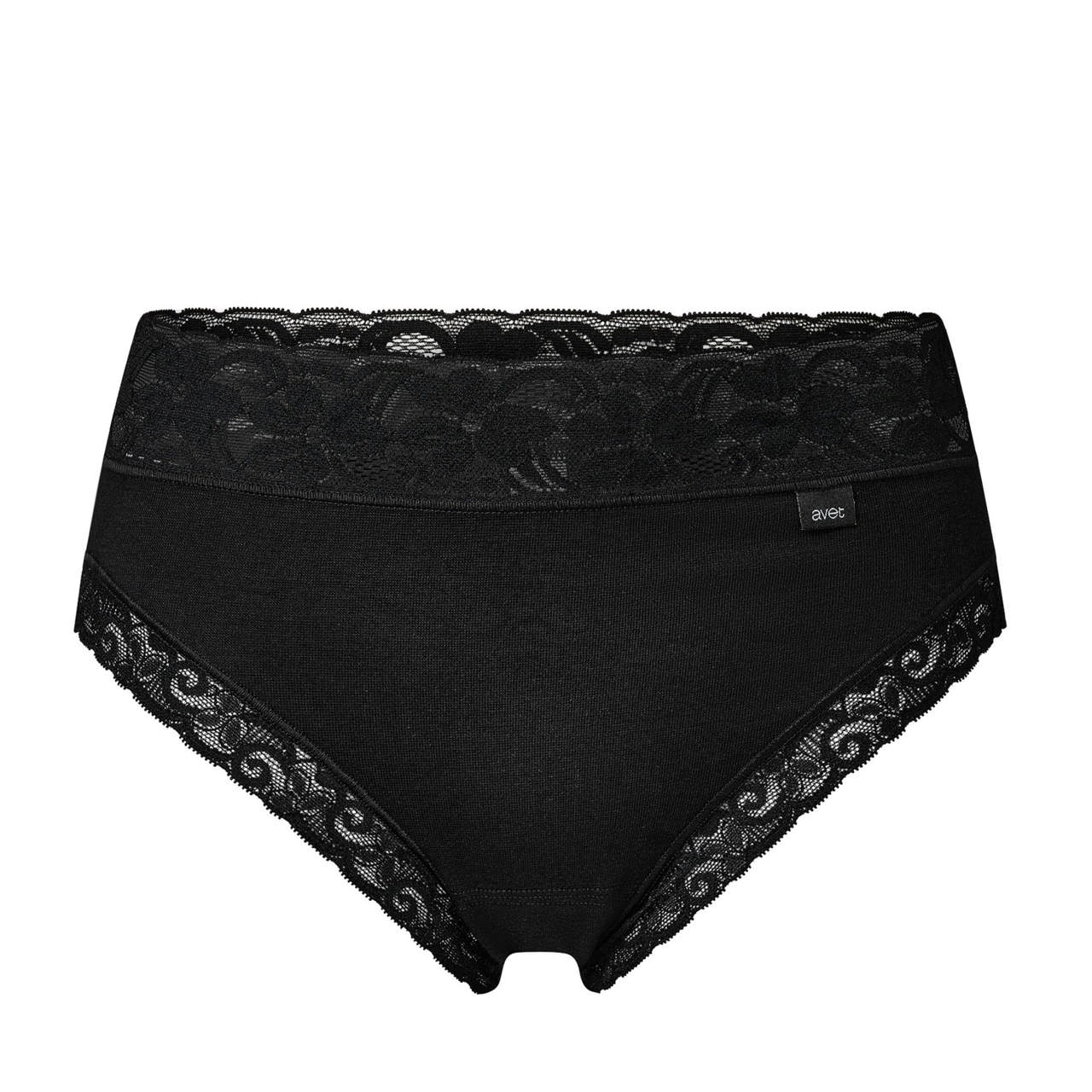 Hög trosa Bomull med spets Black