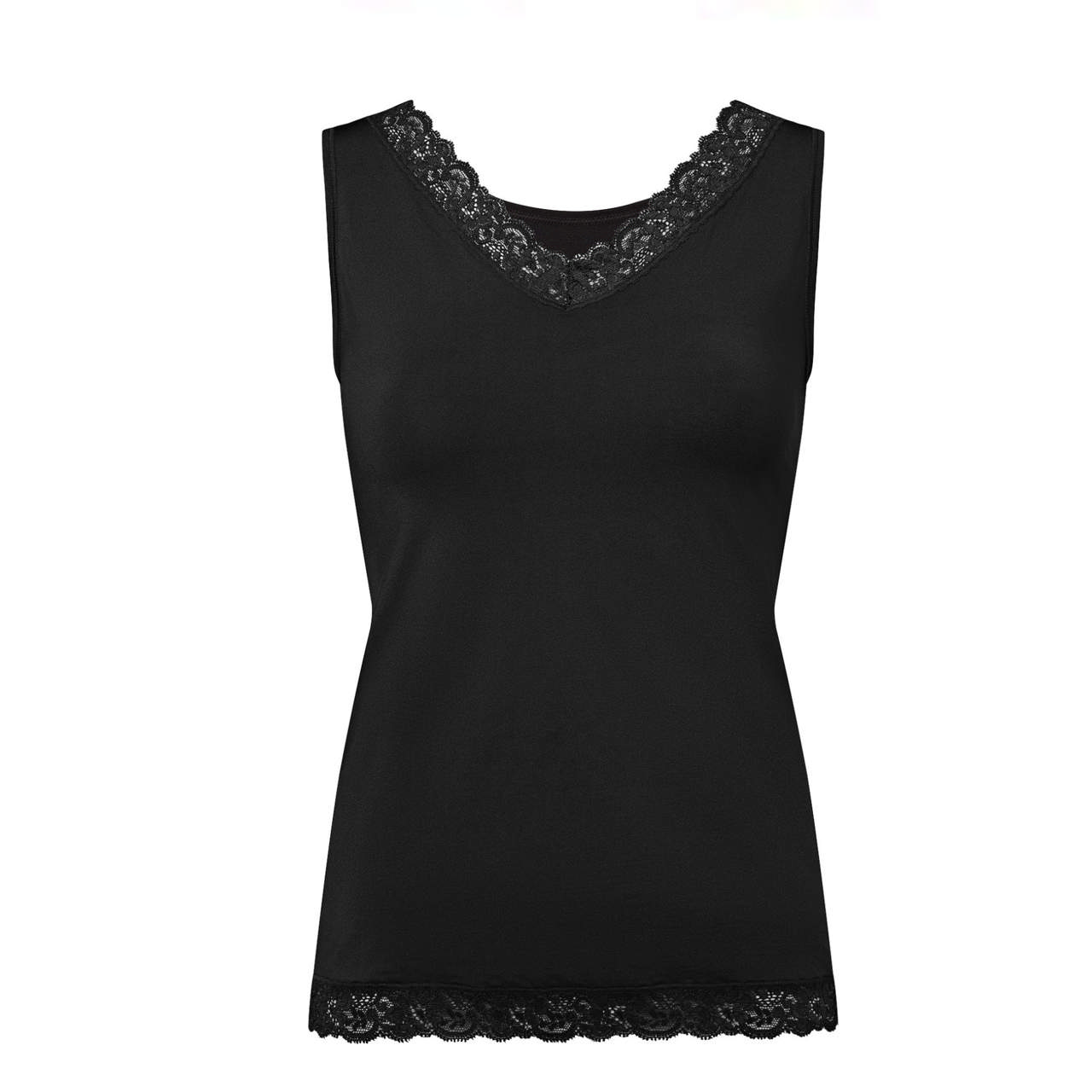 Linne i Mikrofiber Med Spets Black