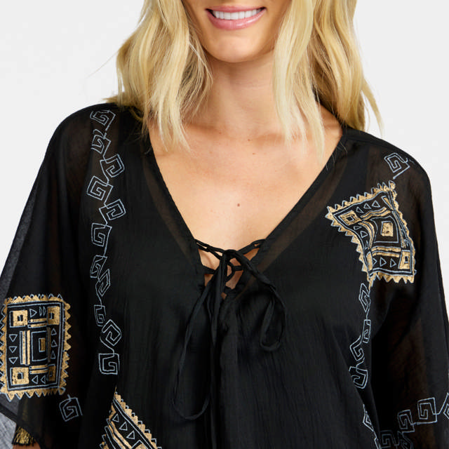 Kaftan Bomull Black One size