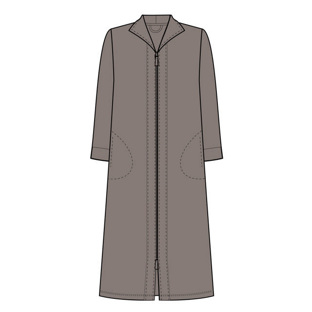 Morgonrock Velour med Blixtlåst Taupe