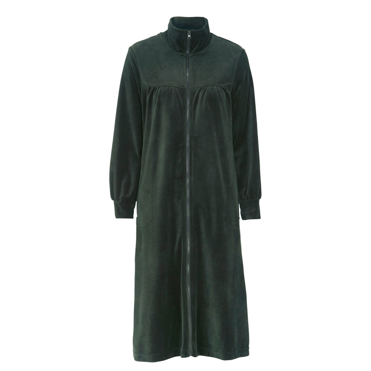 Morgonrock Velour med Blixtlås Dark Olive