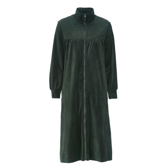 Morgonrock Velour med Blixtlås Dark Olive