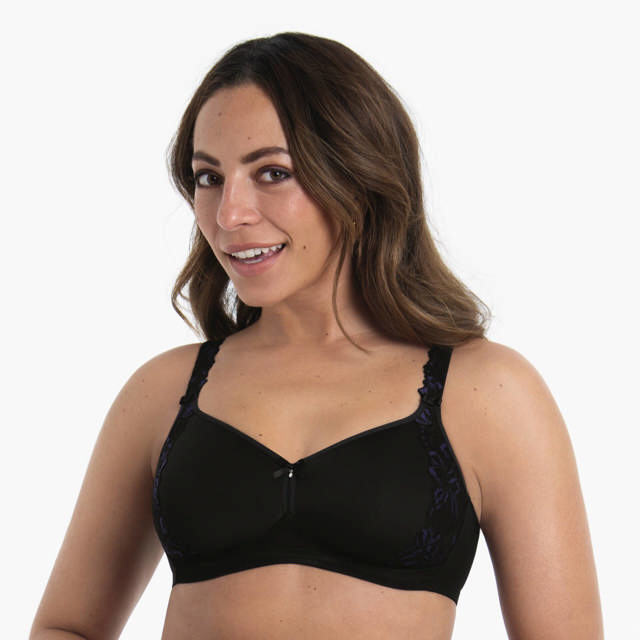 Suzette Vadderad Bh Utan bygel Black