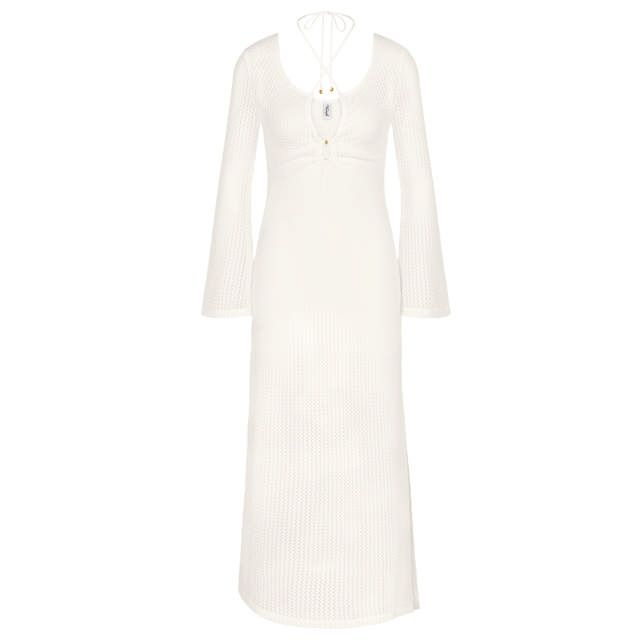 Strandklänning Lång Virkad Silk White