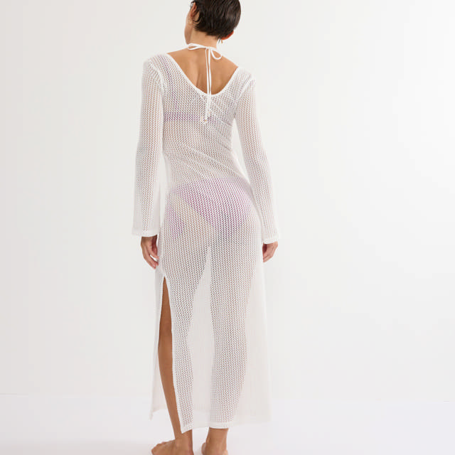 Strandklänning Lång Virkad Silk White