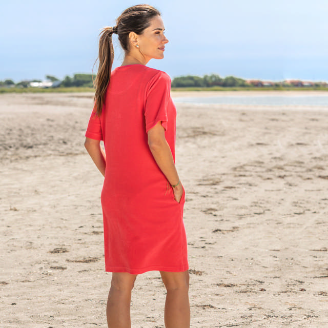 Strandrock Frotté Med Kort Ärm Röd/Orange