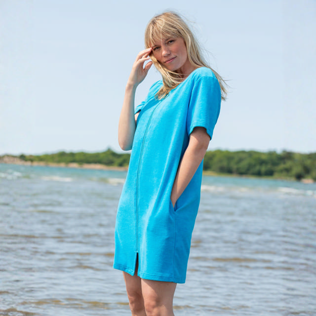 Strandrock Frotté Med Kort Ärm Turkos