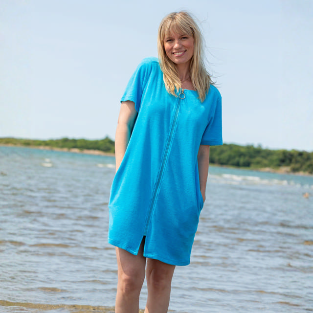 Strandrock Frotté Med Kort Ärm Turkos
