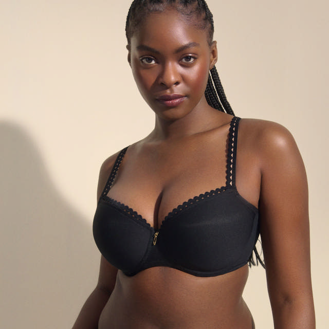 Vivgirl Padded Balcony Bra Black