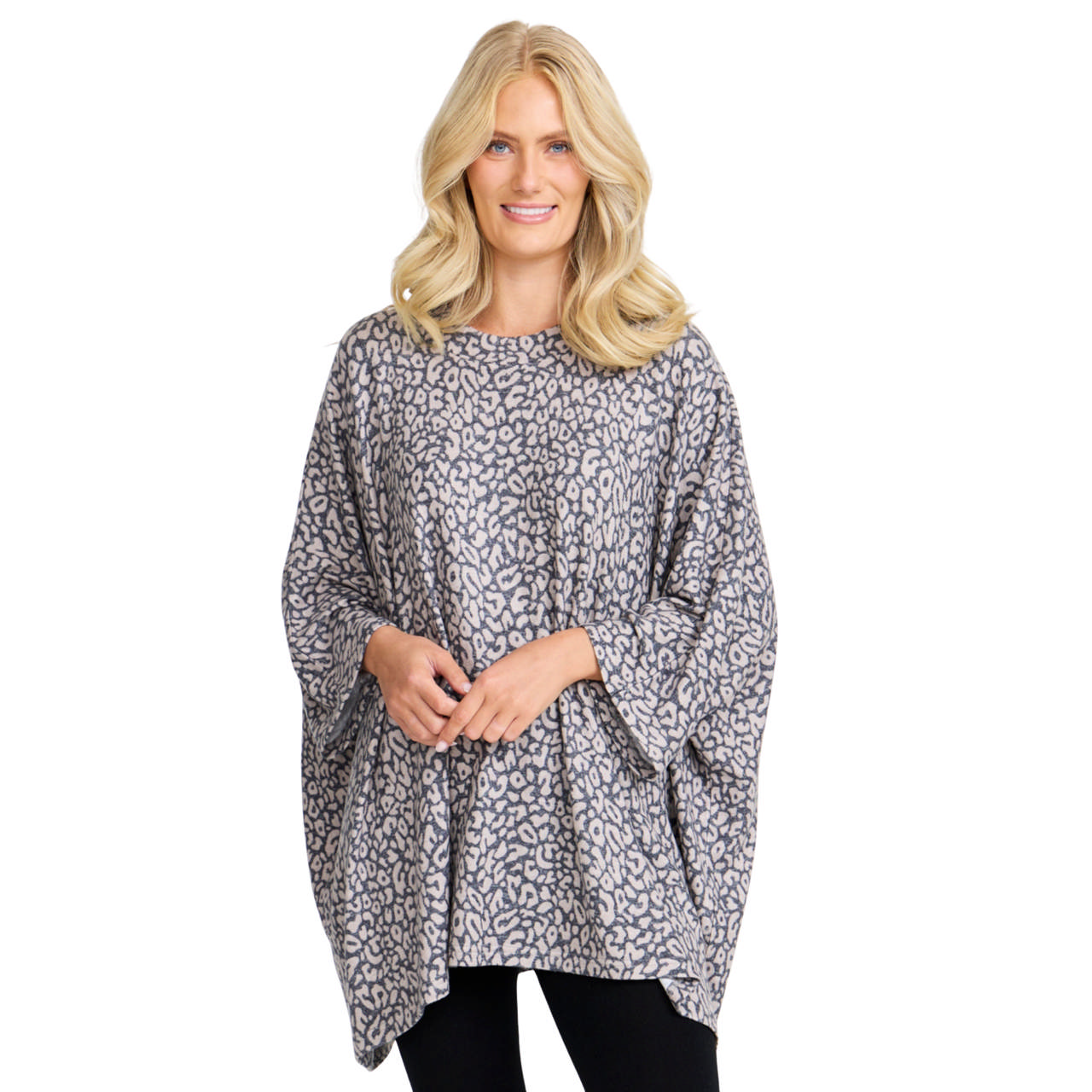 Poncho Mönstrad Beige/Black OS