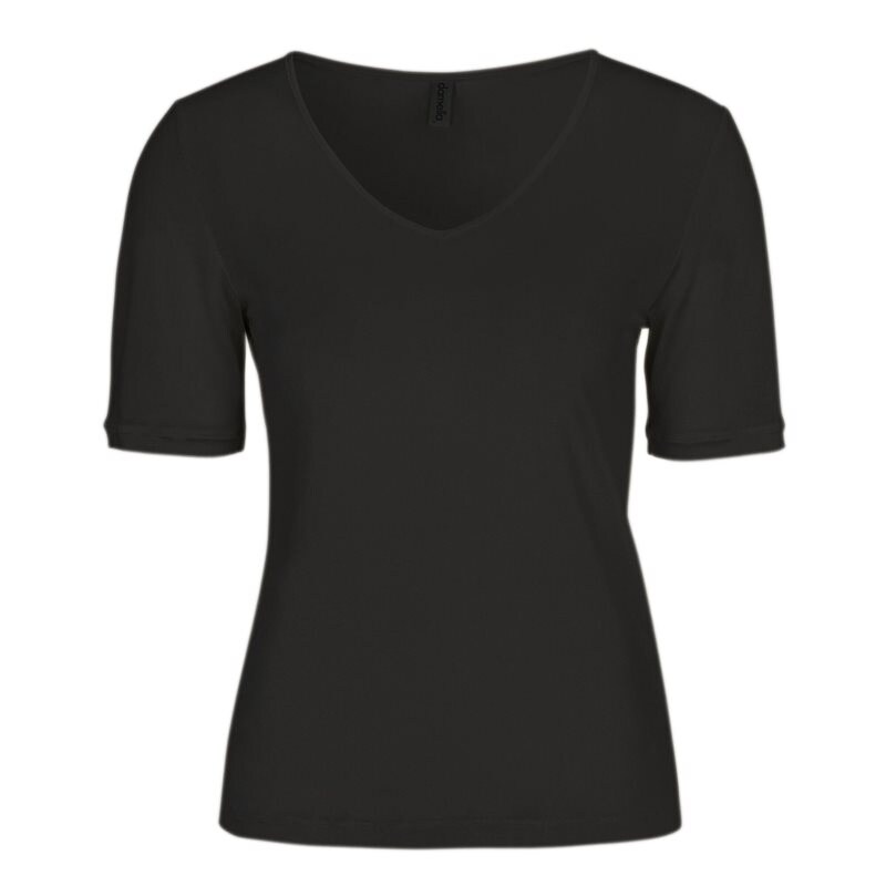 Knitted Silk Top Short Sleeve Black