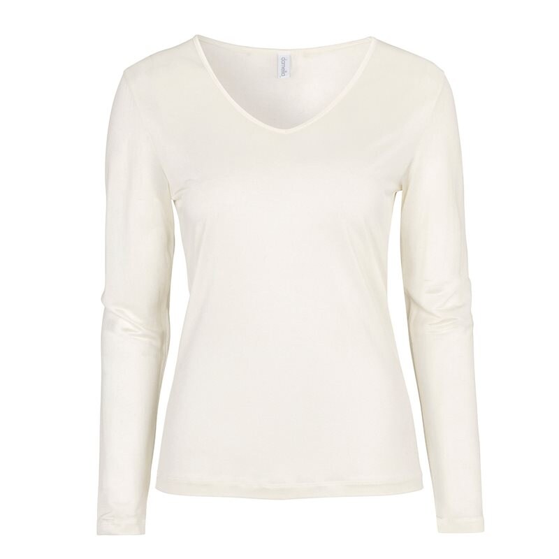 Knitted Silk Top Long Sleeves Ivory