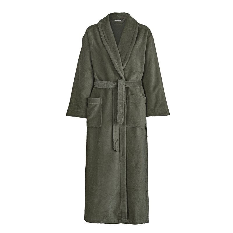 Morgonrock med sjalkrage Dark olive