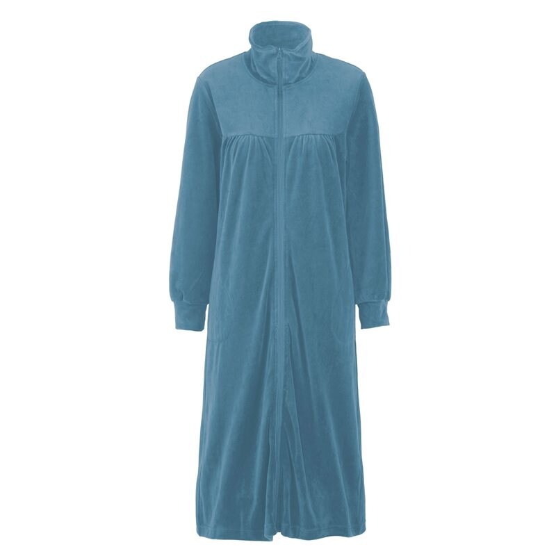 Product Image for DAMELLA AB - Morgonrock Velour med Blixtlås Blå - Kvinnligt Under