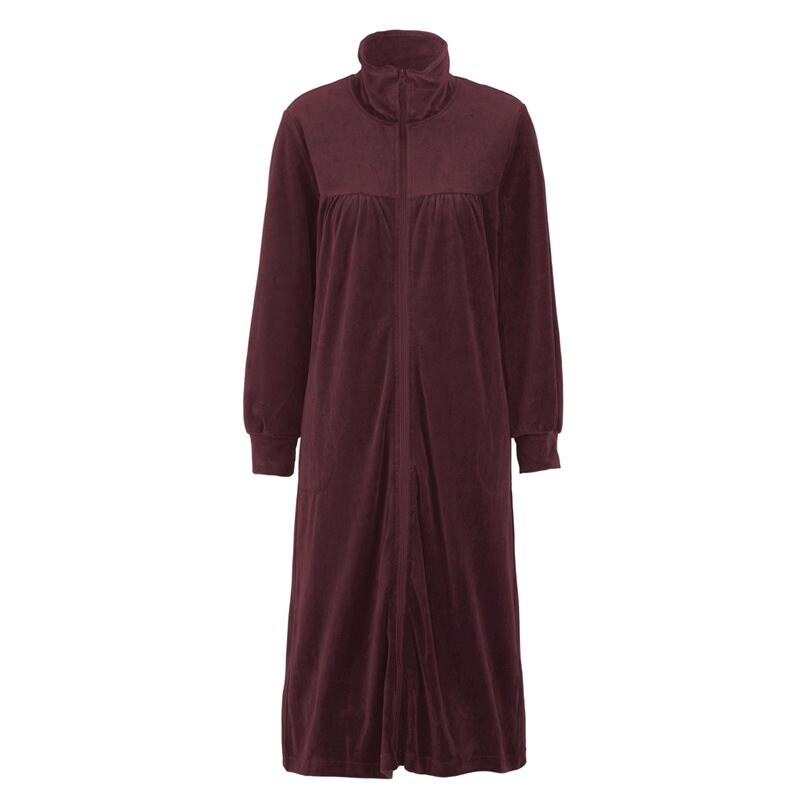 Product Image for DAMELLA AB - Morgonrock Velour med Blixtlås Dark plum - Kvinnligt Under