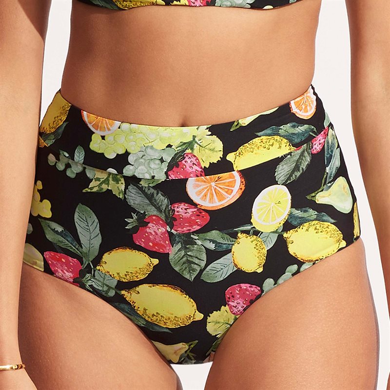 Lemoncello Bikinitrosa Maxi Svart Fruktmönster