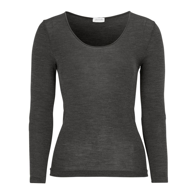Product Image for DAMELLA AB - Knitted Wool/Silk Top Long Sleeves Dark Grey Melange - Kvinnligt Under
