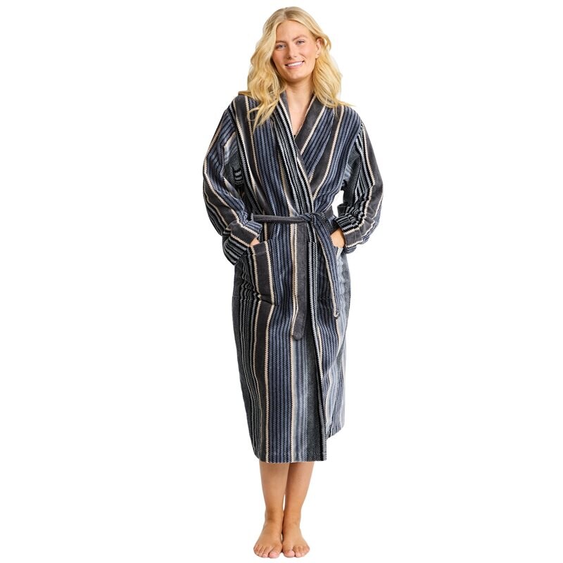 Product Image for DAMELLA AB - Torekov Morgonrock Unisex Grey Stripe - Kvinnligt Under