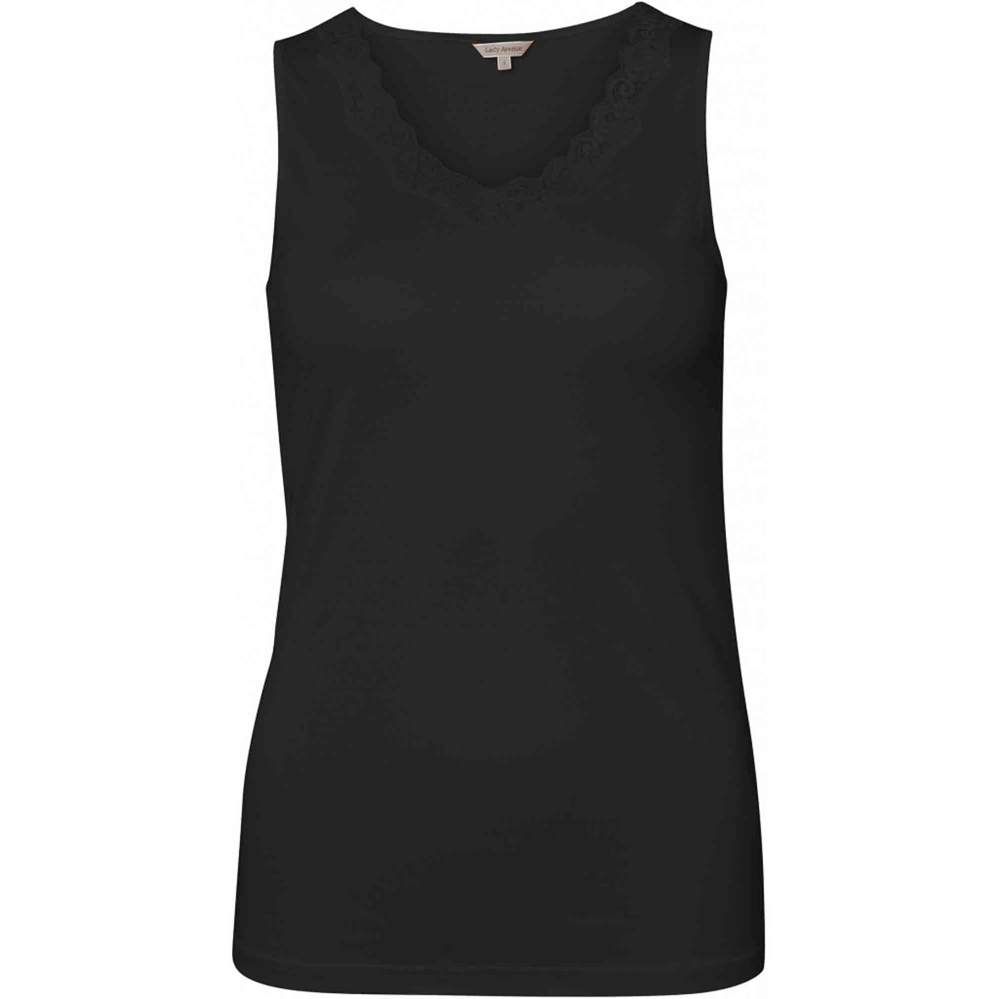 Silk Jersey Tank Top med spets Black