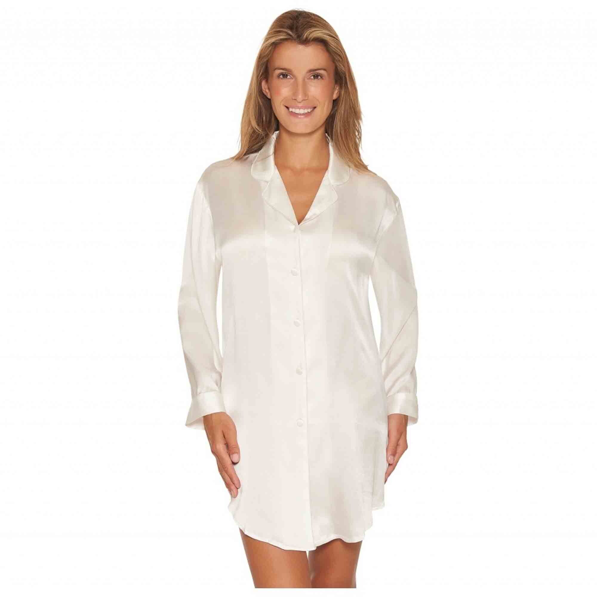 Pure Silk Nattskjorta Off-White