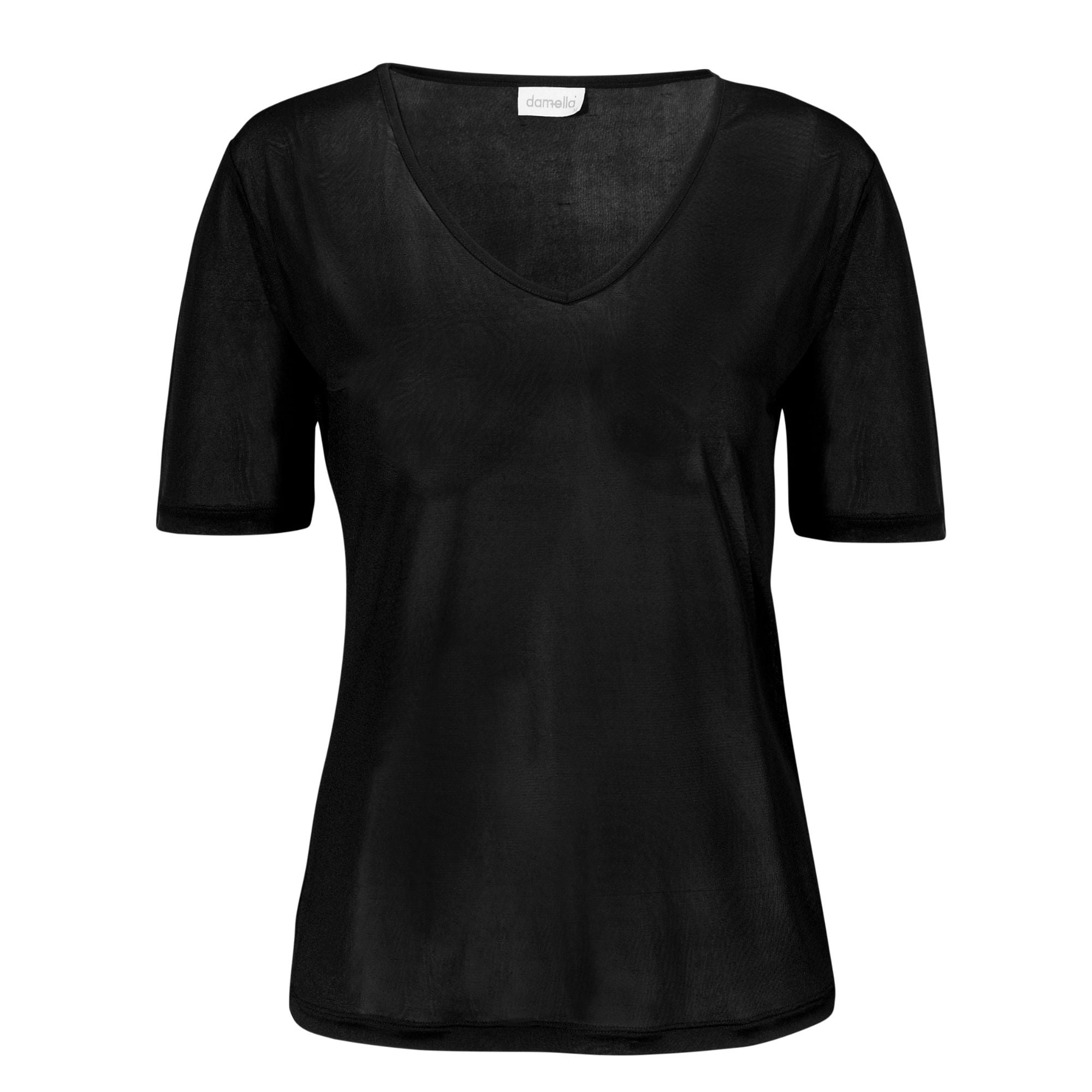 Knitted Silk Top Short Sleeve Black