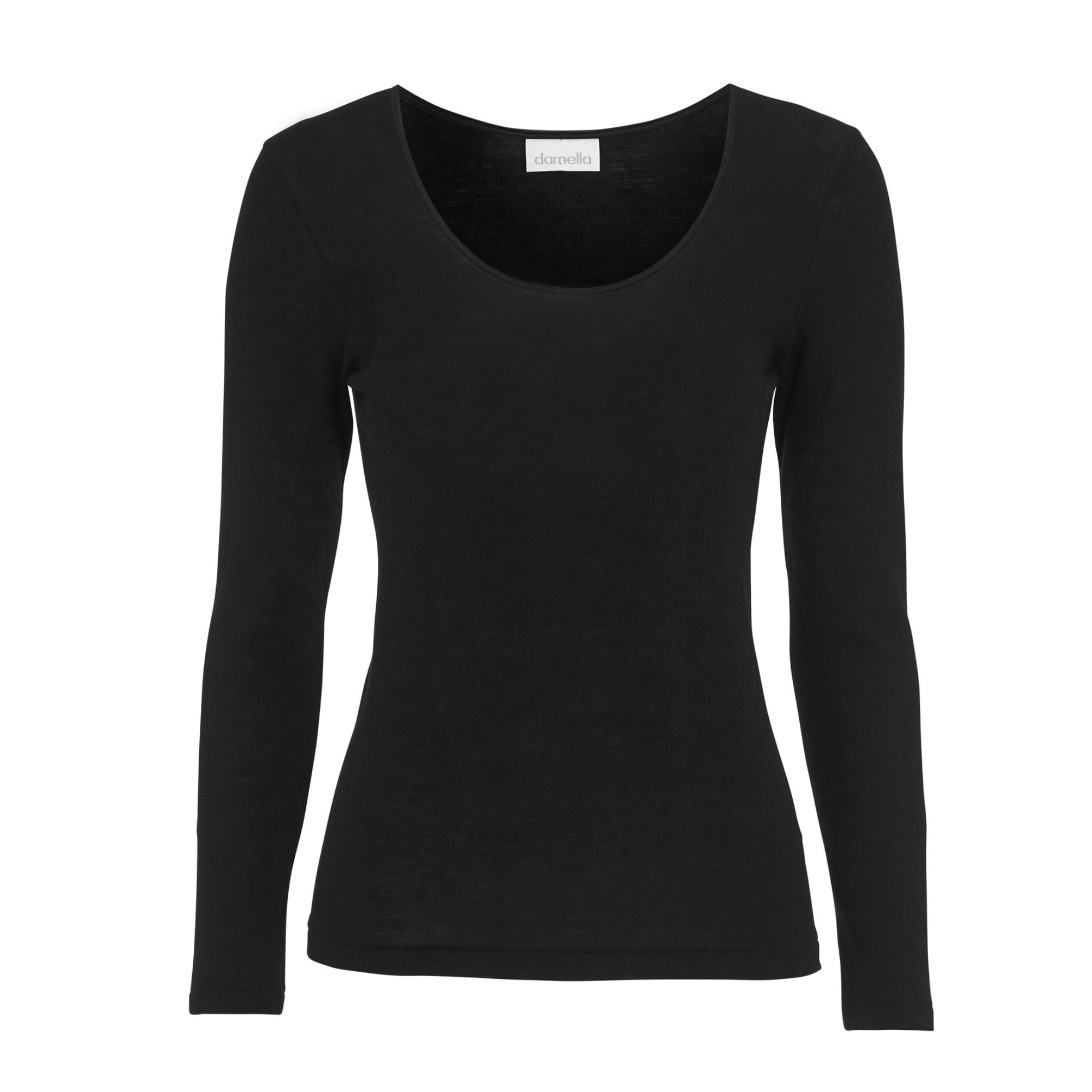Knitted Wool/Silk Top Long Sleeves Black