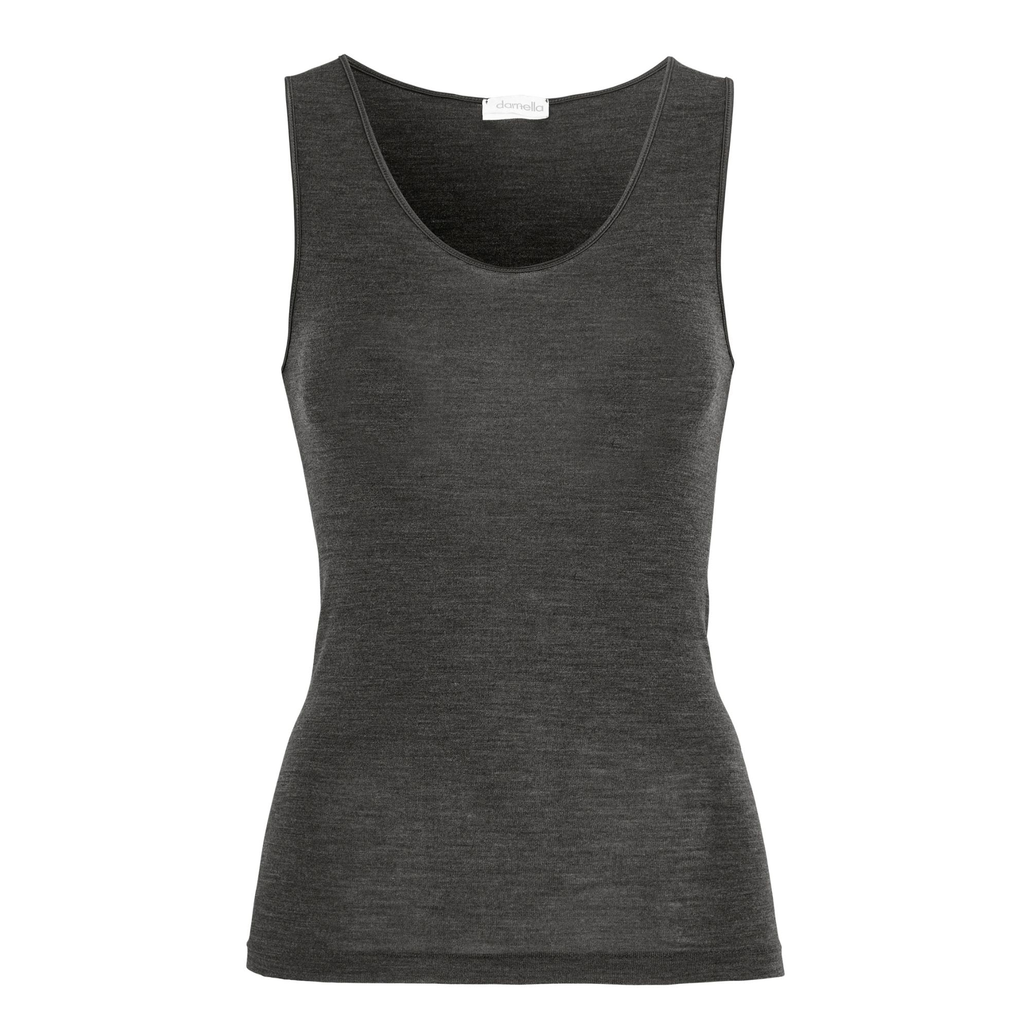 Knitted Wool/Silk Top Dark Grey Melange