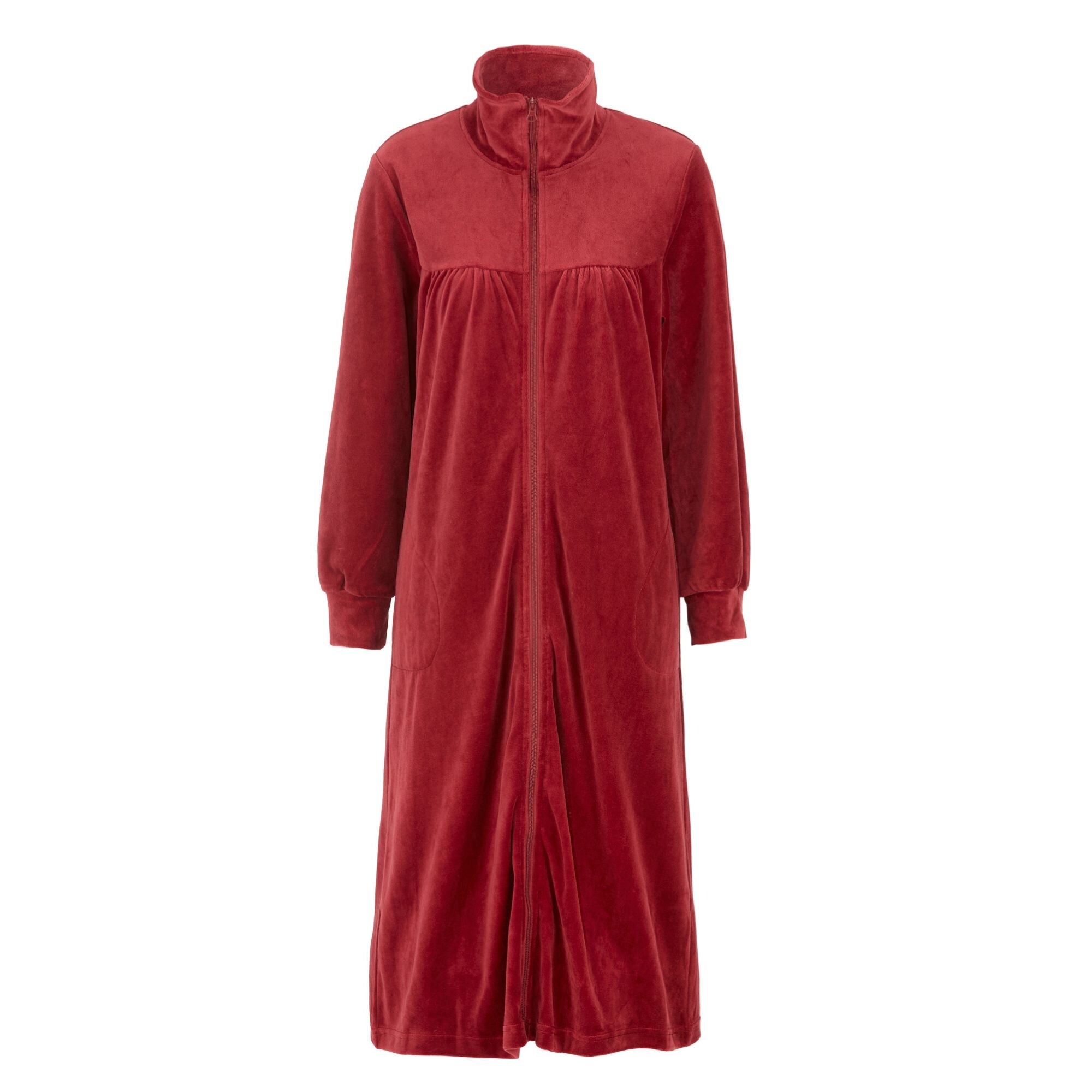 Morgonrock Velour med Blixtlås Ruby Wine