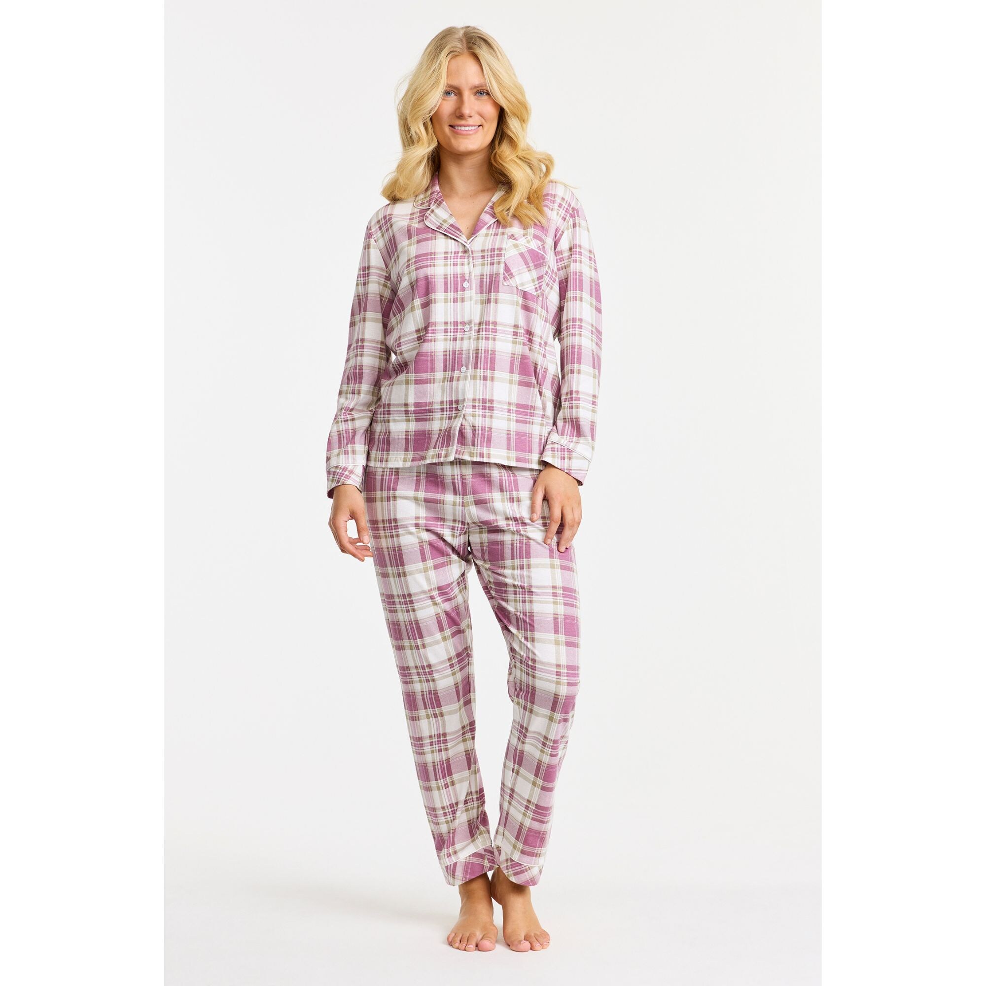 Pyjamas Bomull Rutig Heather