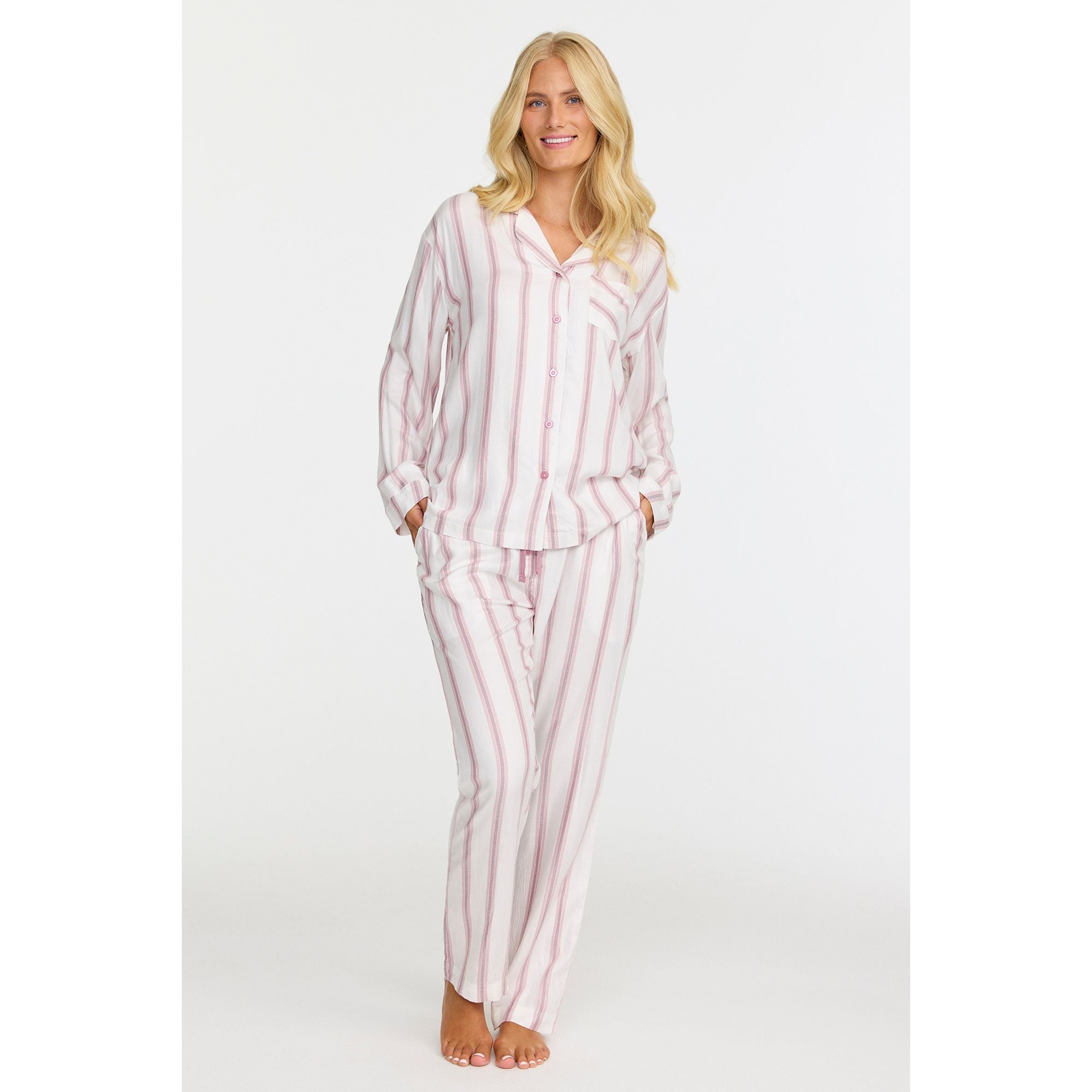 Pyjamas Viskos Stripe Light Heather