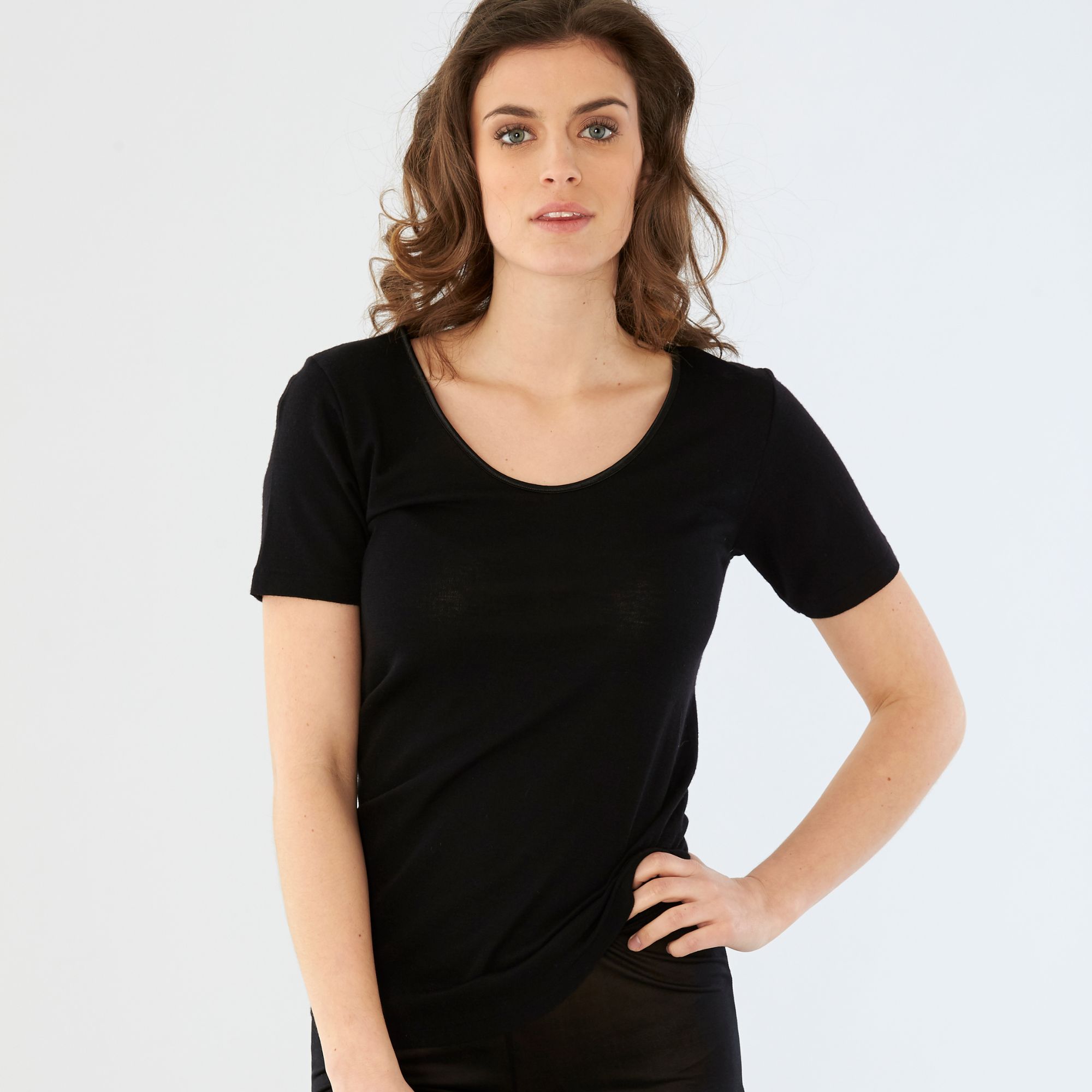 Knitted Wool/Silk Top Black