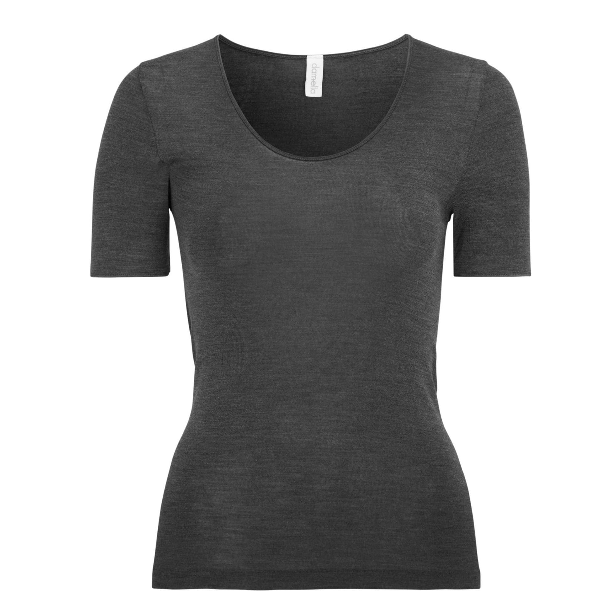 Knitted Wool/Silk Top Dark Grey Melange