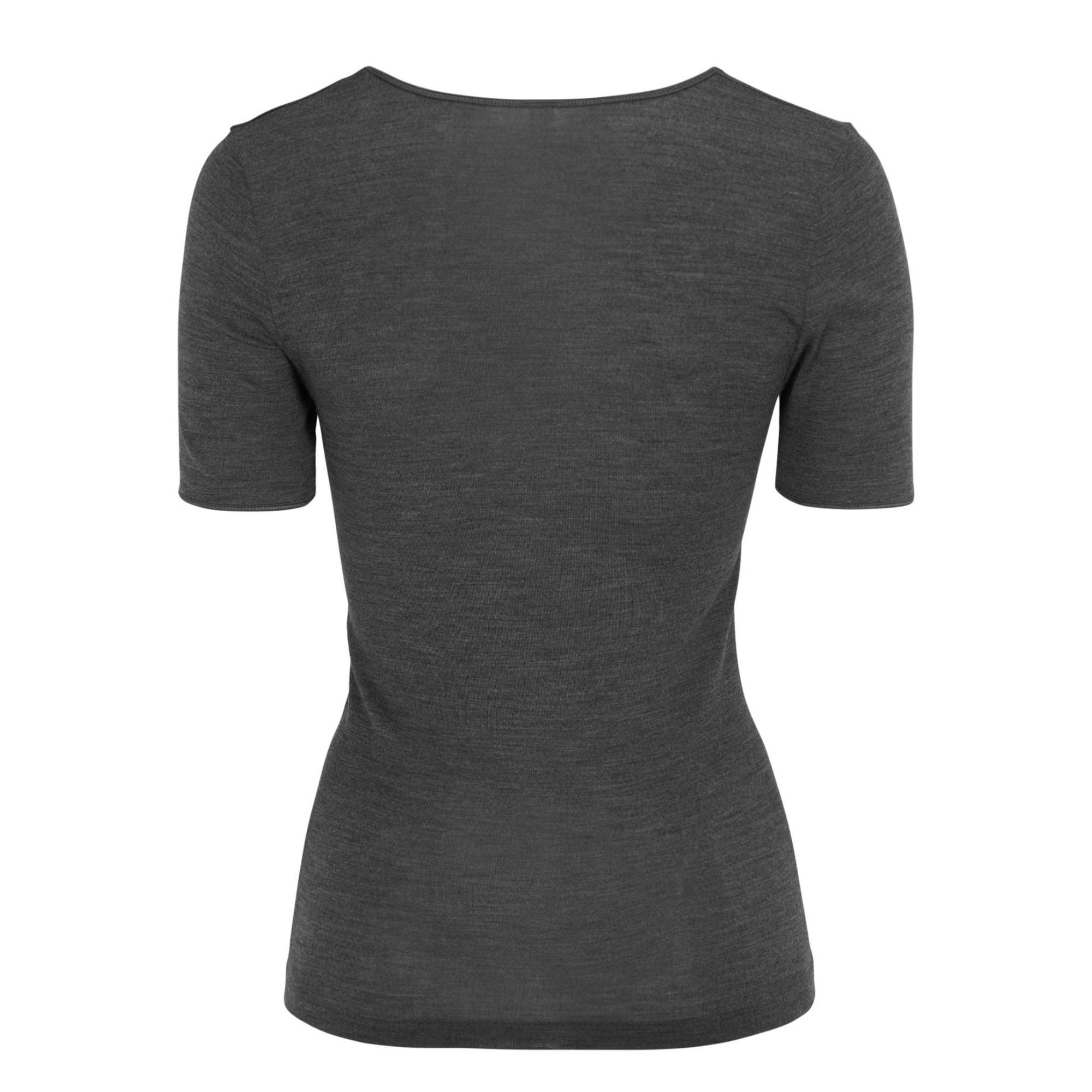 Knitted Wool/Silk Top Dark Grey Melange