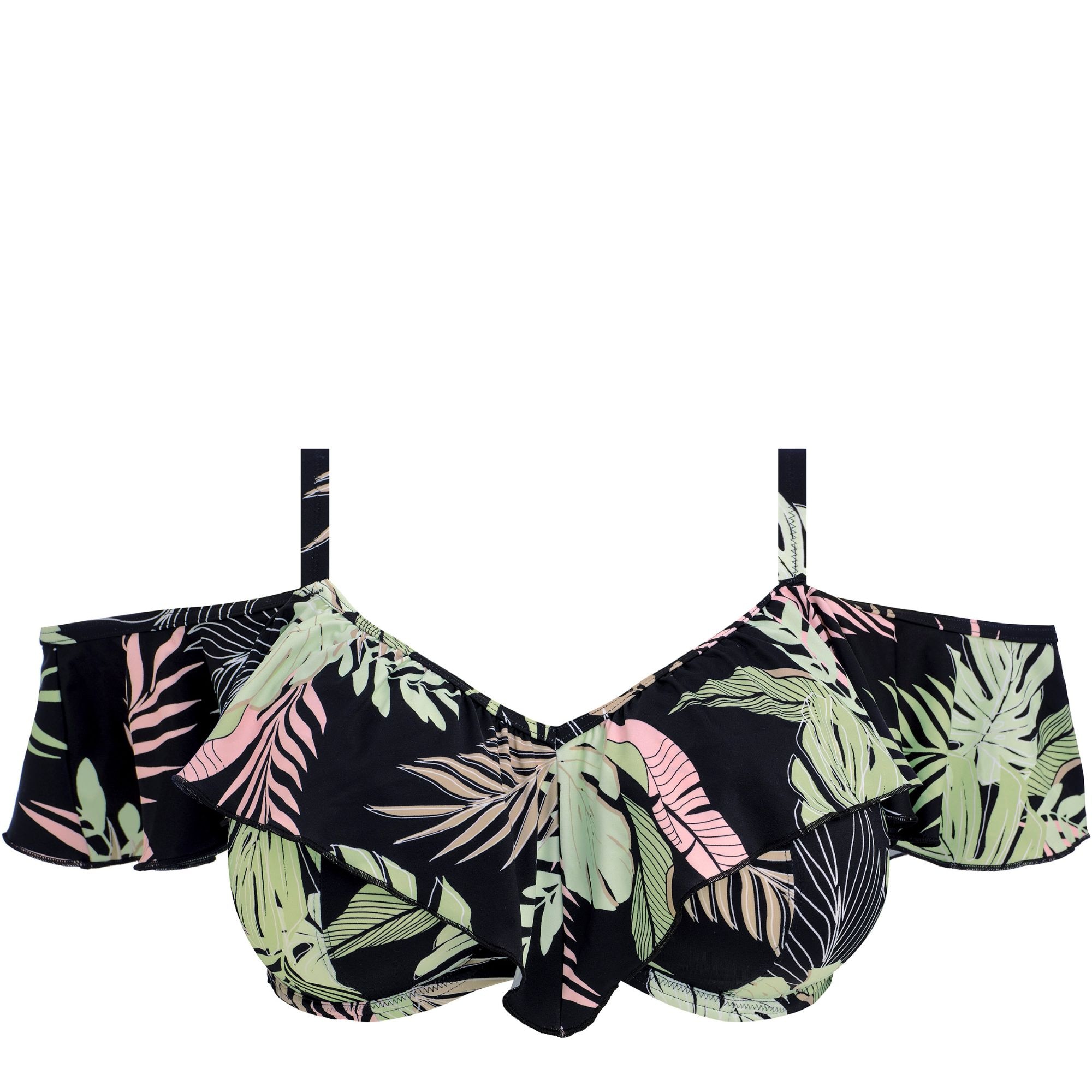 Tropical Retreat Bikini-Bh Frill Black