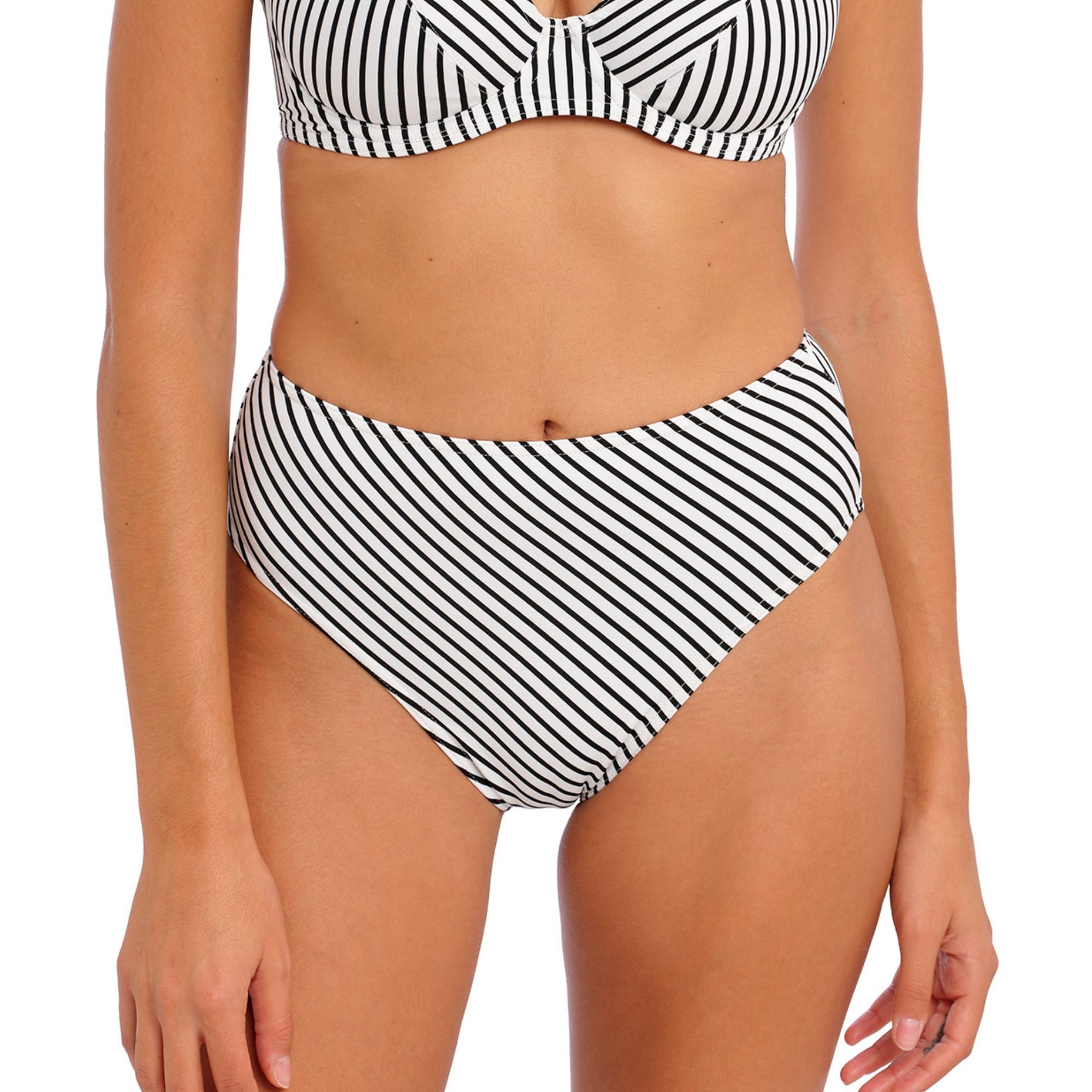 Jewel Cove Bikinitrosa Hög Stripe Black