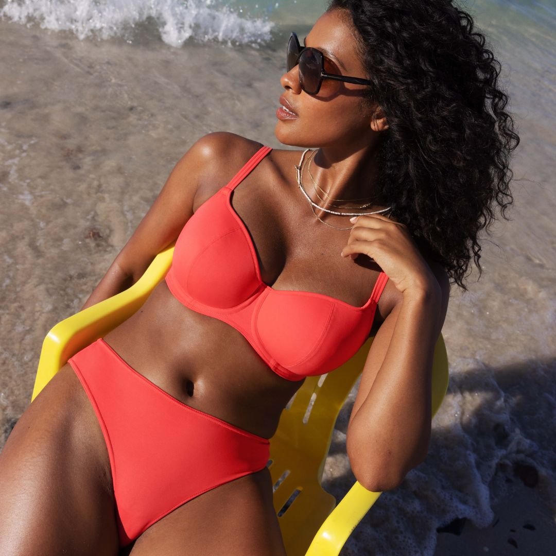 Jewel Cove Sweetheart Vadderad Bikinibh Plain Sunset