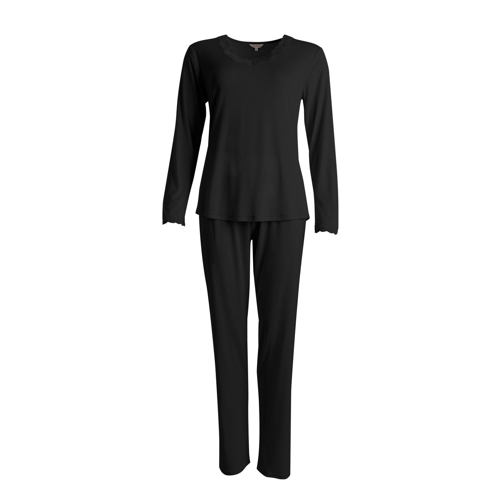 Silk Jersey Pyjamas Lång Ärm Black