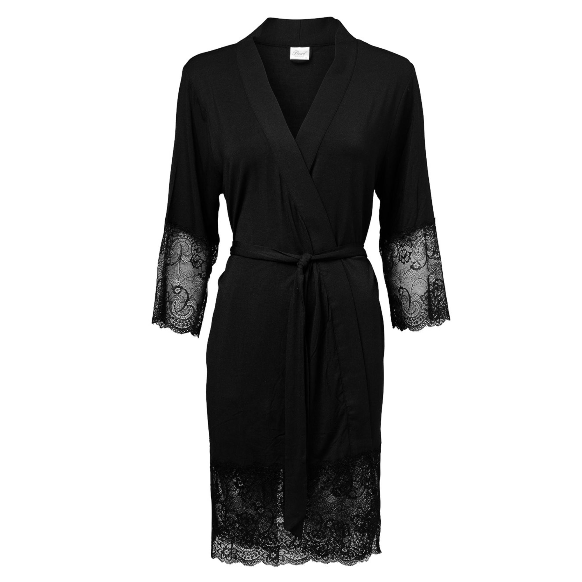 Holiday Kimono Med Spets Black