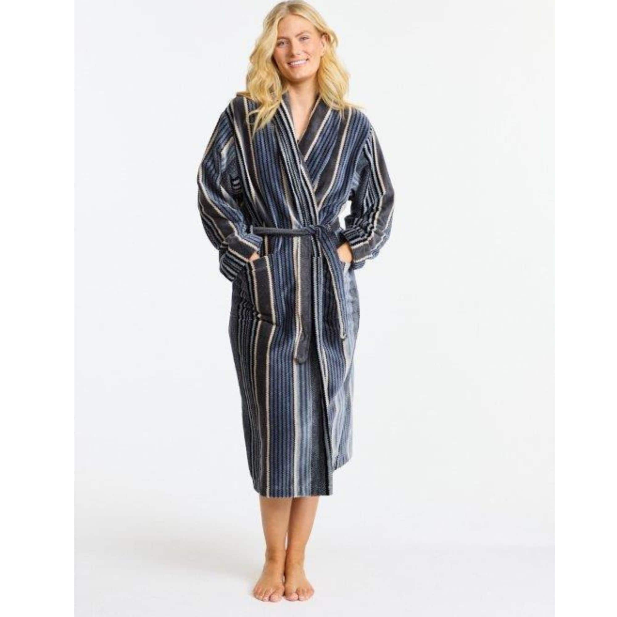 Torekov Morgonrock Unisex Grey Stripe