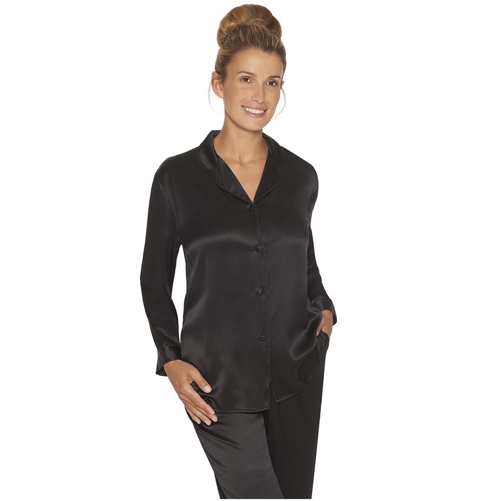 Pure Silk Classic Pyjamas Black