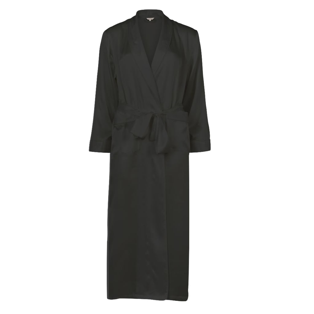 Pure Silk Long Robe & Kimono Black