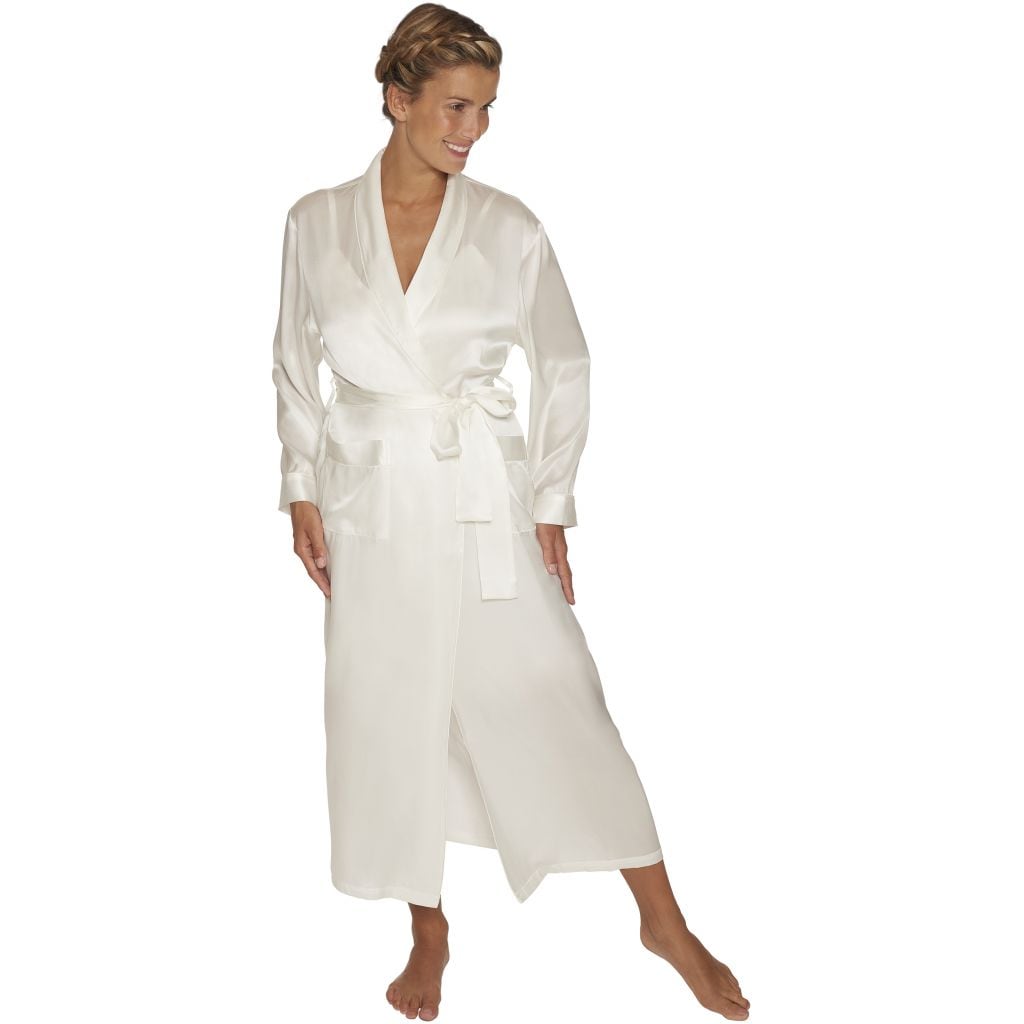 Pure Silk Long Robe & Kimono Off-White