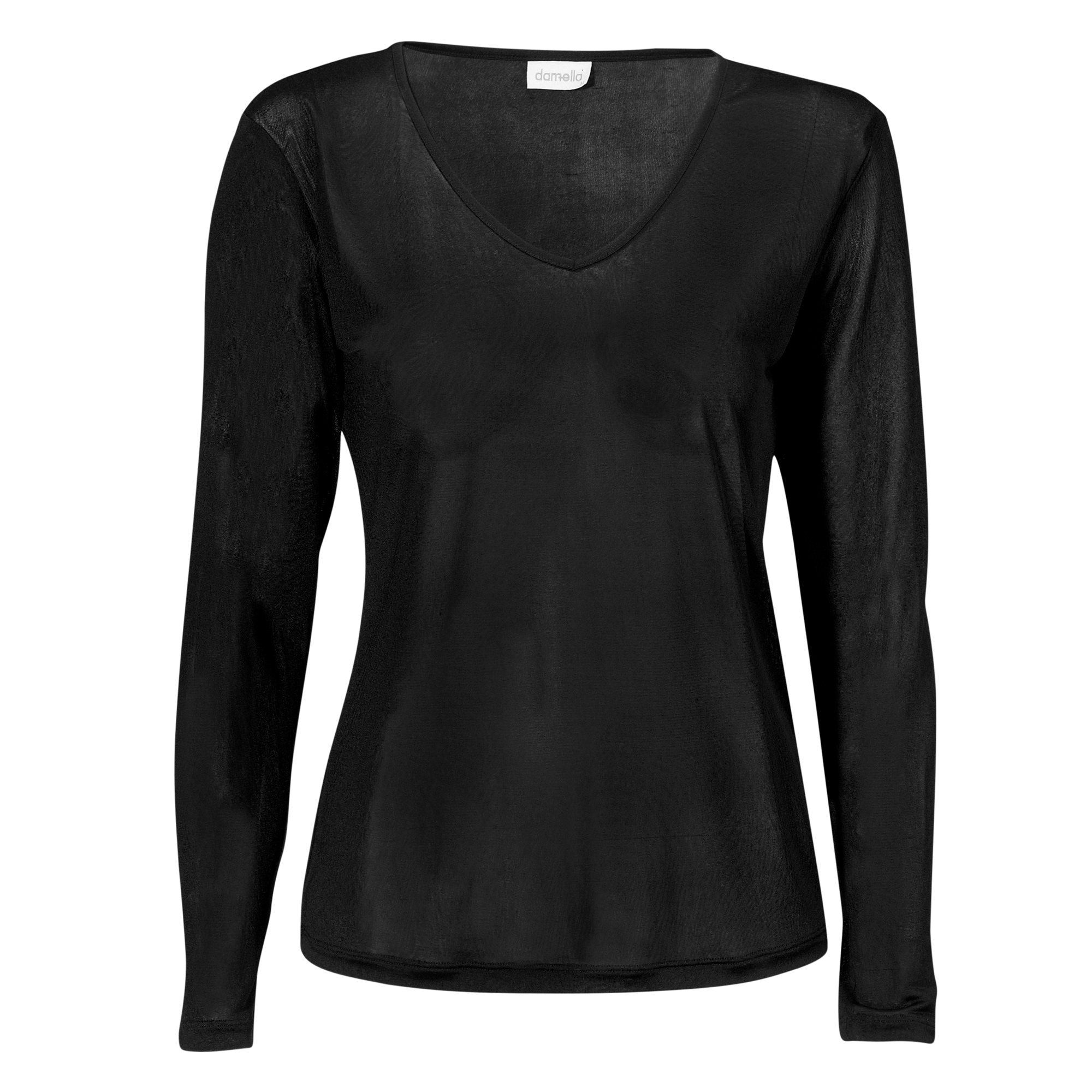 Knitted Silk Top Long Sleeves Black